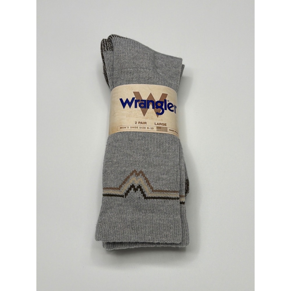 Wrangler Men's 2 Pair Large Grey UltraSpun Polyester Crew Socks Shoe Size 9-13